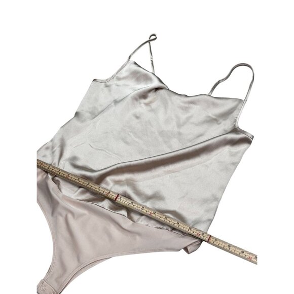 Sincerely Jules Womens Satin Bodysuit Medium Beige - Picture 9 of 11